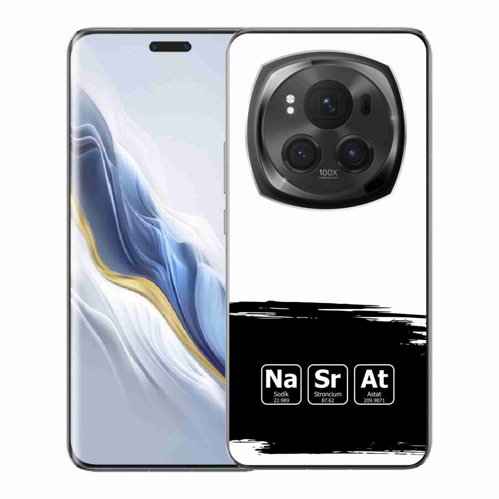 Gél borító mmCase a Honor Magic 6 Pro 5G-n - kémiai elemek fekete és fehér háttérrel