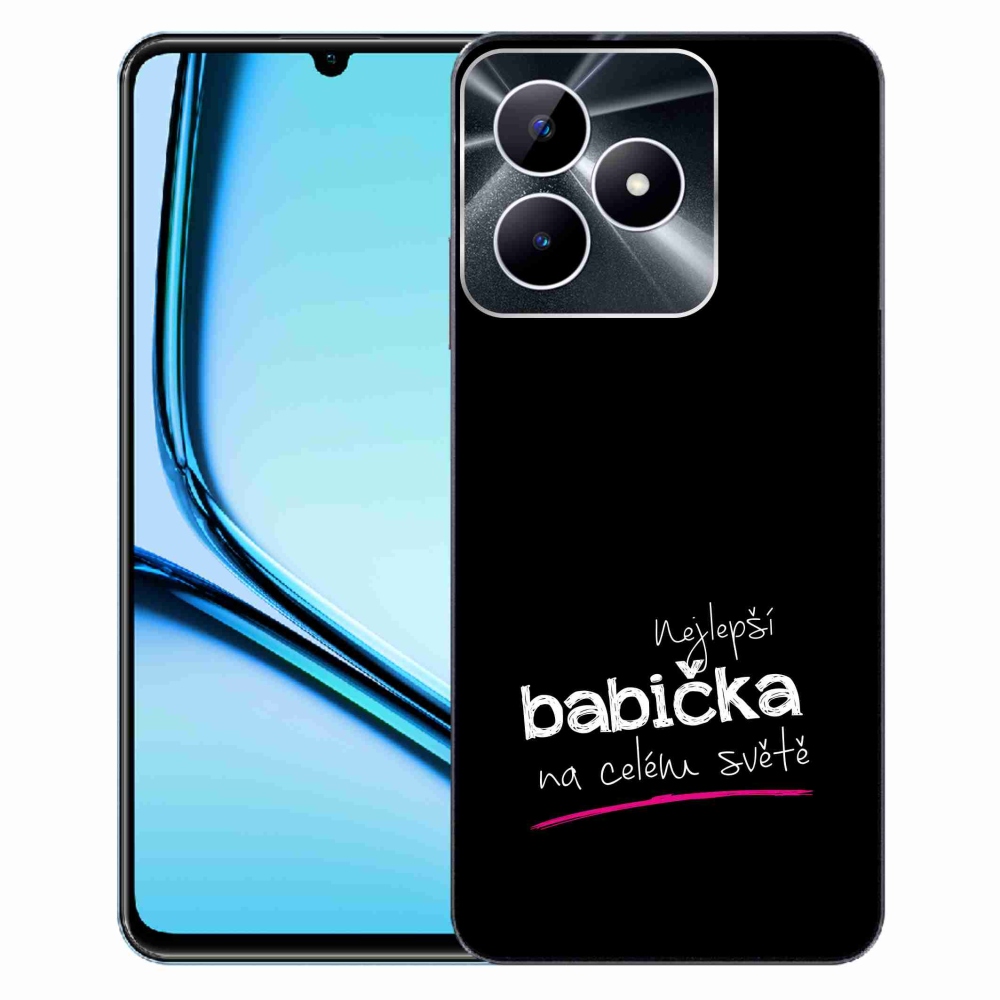 Gél borító mmCase a Realme Note 50-en - a legjobb nagymama 4 fekete háttérrel