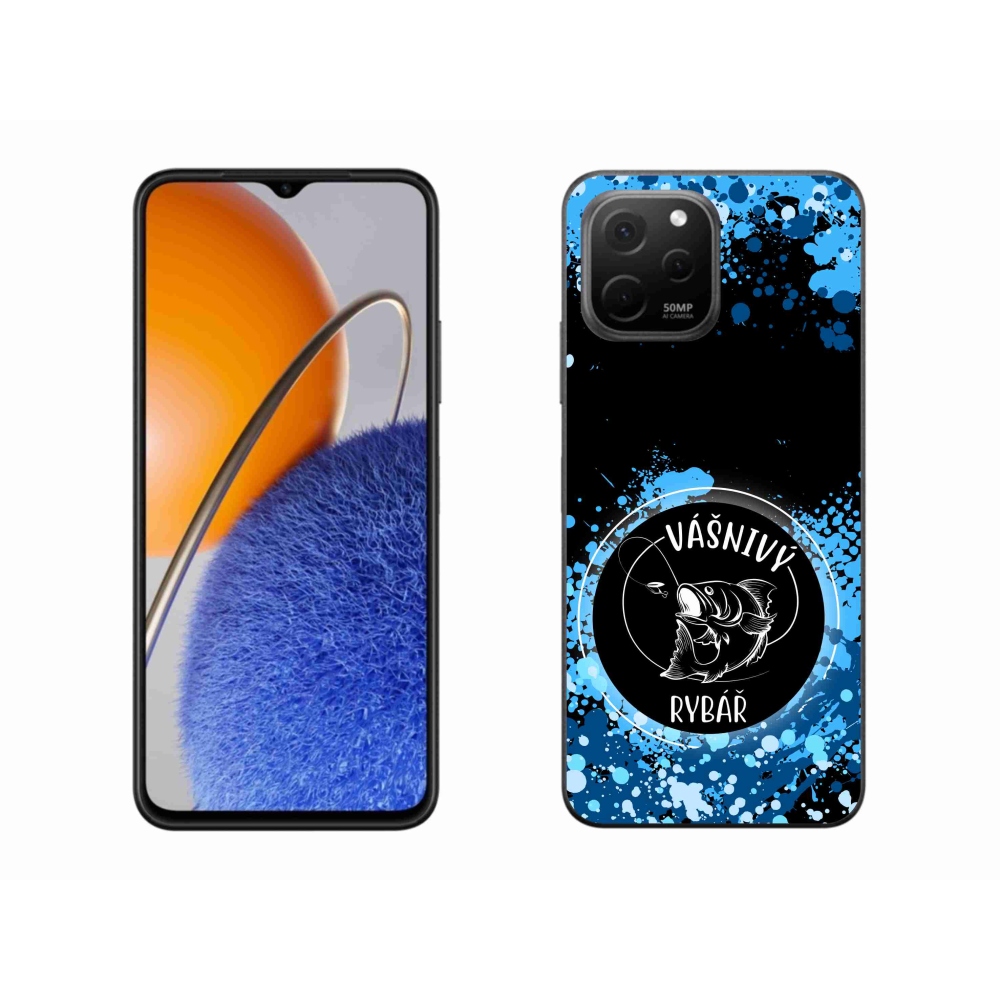 Gél borító mmCase a Huawei Nova Y61-hez - szenvedélyes halász fekete háttérrel