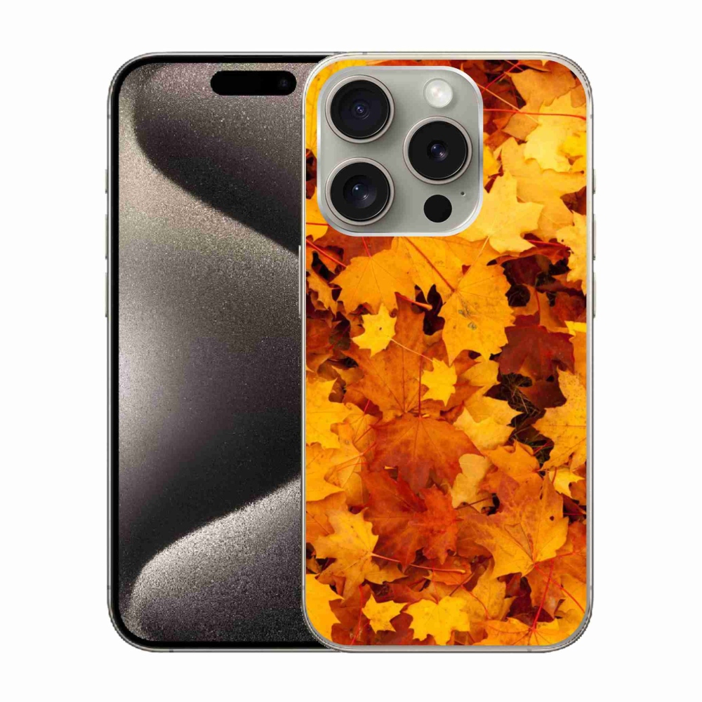 Zselés borítás mmCase iPhone 15 Pro készülékhez - juharlevelek