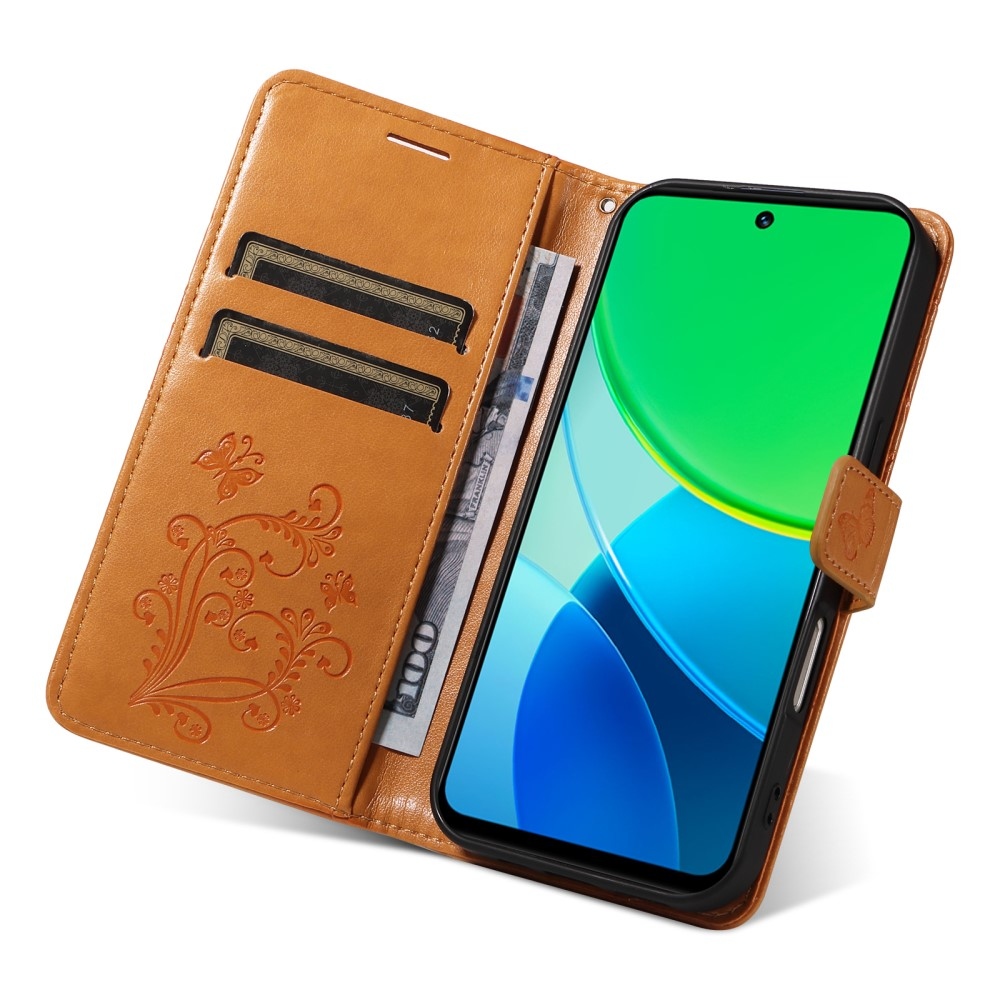 Nagy pillangó könyvtáska Vivo Y19s készülékhez - sárga