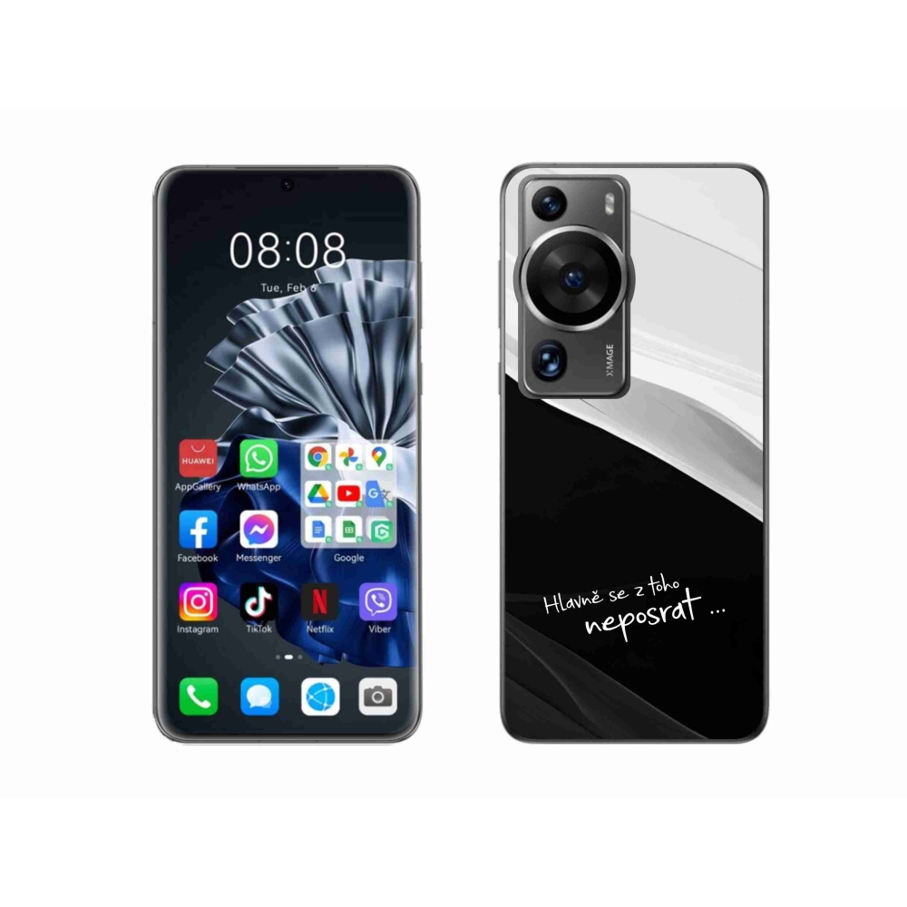 Gél borító mmCase a Huawei P60 Pro-hoz - vicces szöveg 13 fekete és fehér háttérrel