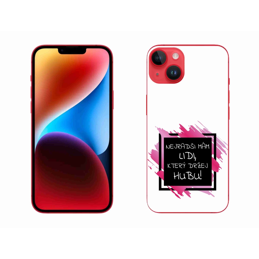 Gél borító mmCase iPhone 14 Plus készülékhez - vicces szöveg 7 fekete-fehér háttérrel