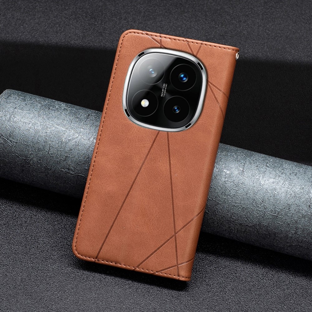 Háromszög alakú könyv tok Xiaomi Redmi Note 14 Pro - barna