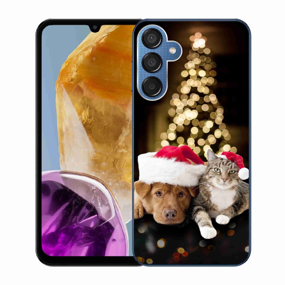 Gél borítás mmCase Samsung Galaxy M15 5G - Karácsonyi kutya és macska