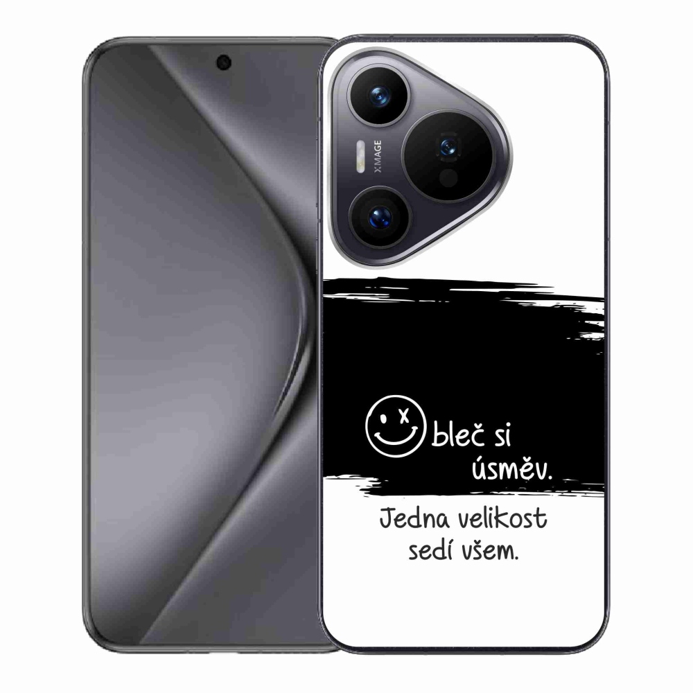 Gél borító mmCase a Huawei Pura 70 készülékhez - vicces szöveg 8 fekete-fehér háttérrel