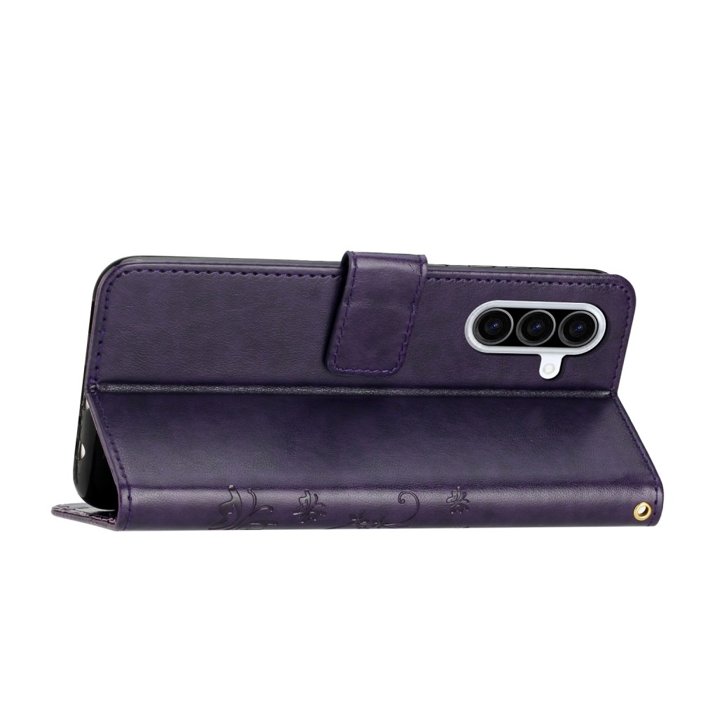 Virágok könyv tok Samsung Galaxy A36 5G - sötét lila