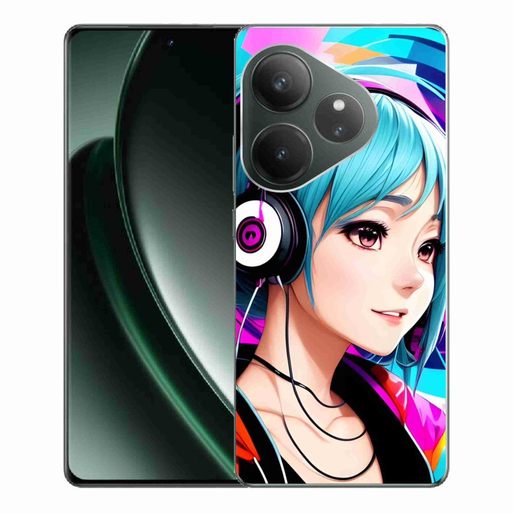 Gél borítás mmCase a Realme GT 6 5G/GT 6T 5G - lány fejhallgatóval