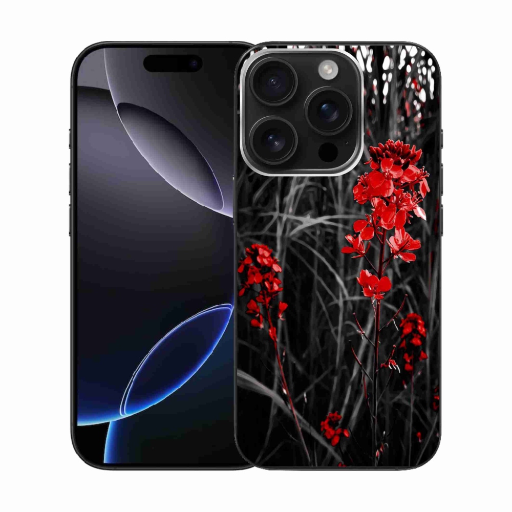 Gél borítás mmCase iPhone 16 Pro készülékhez - piros növény