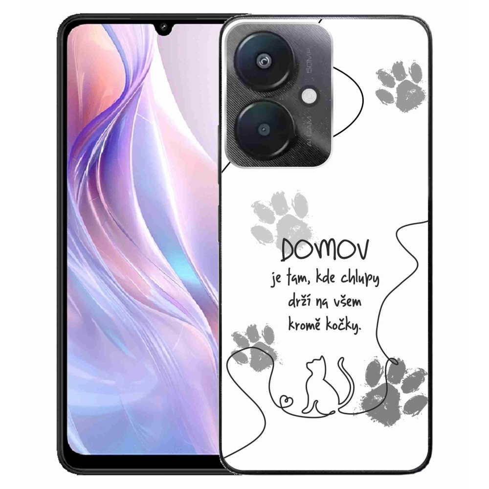 Gél borító mmCase a Xiaomi Redmi 13C 5G-hez - macska motívum fehér háttérrel