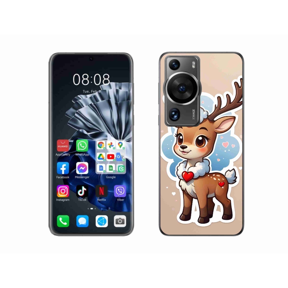 Zselés borítás mmCase a Huawei P60 Pro készülékhez - rajzfilm rénszarvas