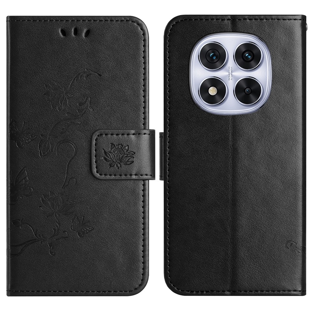 Virágos könyv tok Xiaomi Redmi Note 14 Pro 5G/Poco X7 5G/Note 14 Pro+ 5G - fekete
