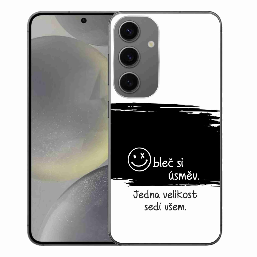 Gél borító mmCase Samsung Galaxy S24+ készülékhez - vicces szöveg 8 fekete-fehér háttérrel