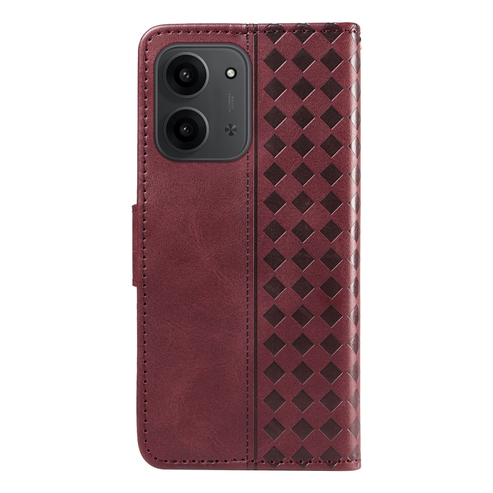 Rácsos könyv tok Xiaomi Redmi 15C 4G/5G (173mm) - bordó színű