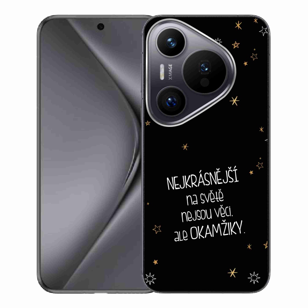 Gél borítás mmCase a Huawei Pura 70 Pro - idézet 4 fekete háttérrel