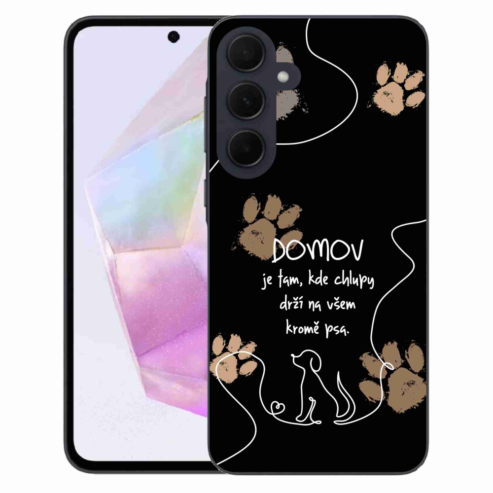 Gél borítás mmCase Samsung Galaxy A35 5G - kutya motívum fekete háttérrel
