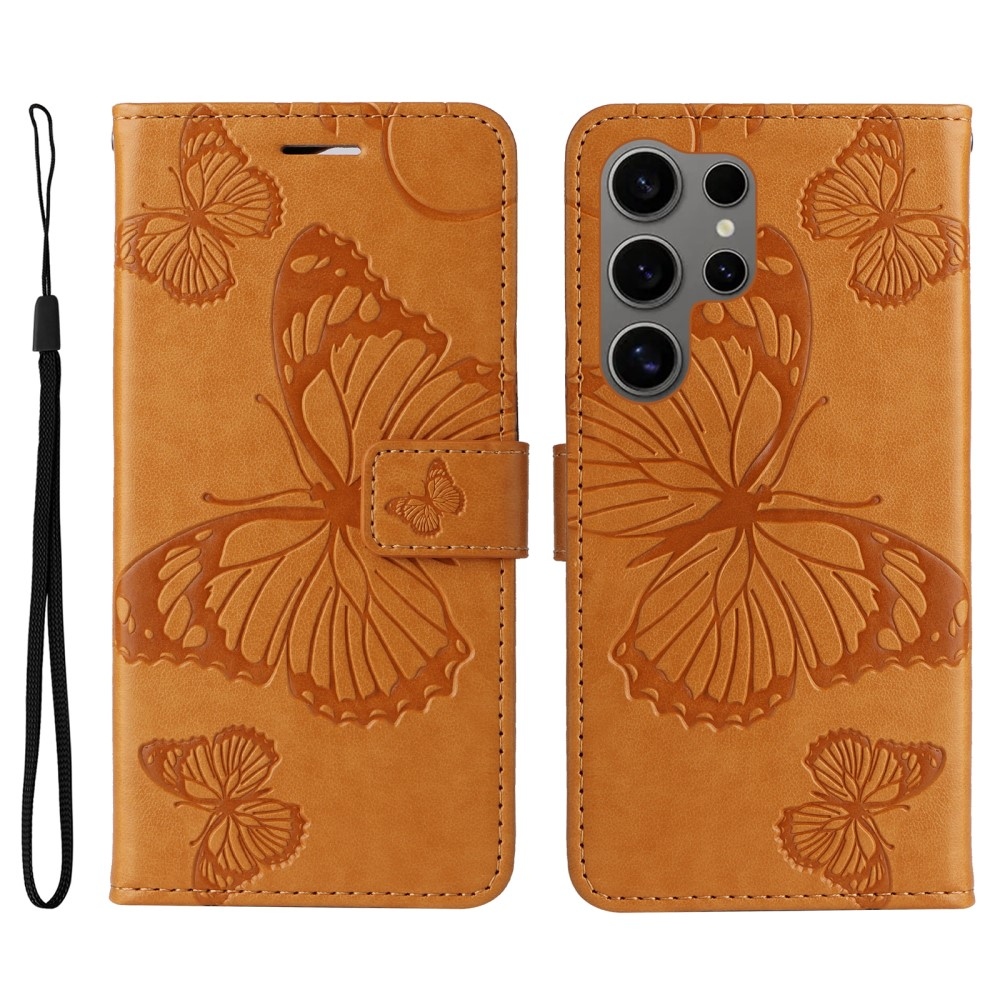 Nagy pillangó könyv tok Samsung Galaxy S25 Ultra készülékhez - sárga