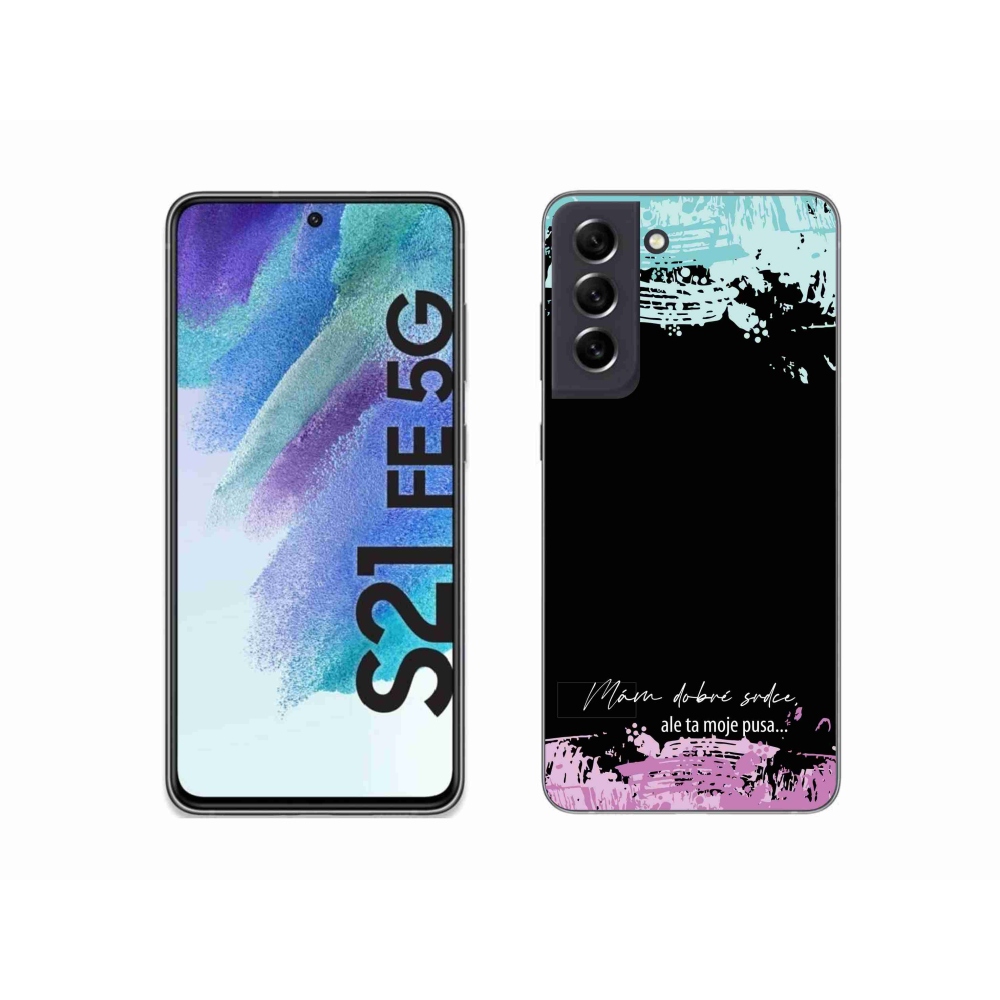 Gél borító mmCase Samsung Galaxy S21 FE 5G - vicces szöveg 3 fekete háttér