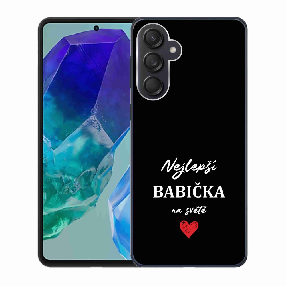 Gél borítás mmCase Samsung Galaxy M55 5G - Best Grandma 1 fekete háttérrel