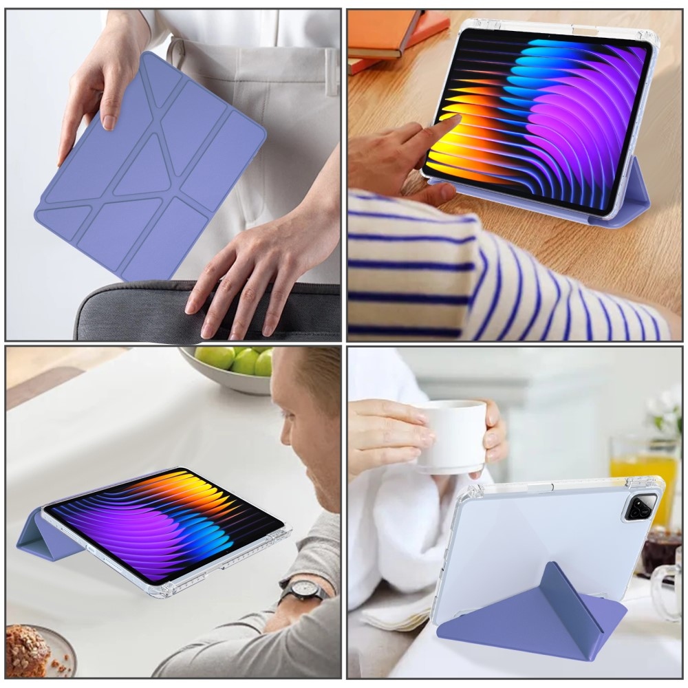 Origami intelligens pozicionáló tok Xiaomi Pad 7/7 Pro táblagéphez - sötét lila