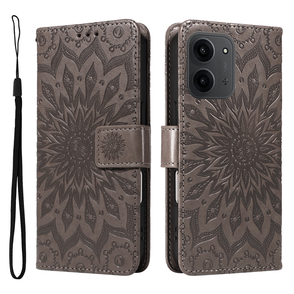 Napraforgó könyv tok a Xiaomi Redmi 15C 4G/5G (173mm) - szürke