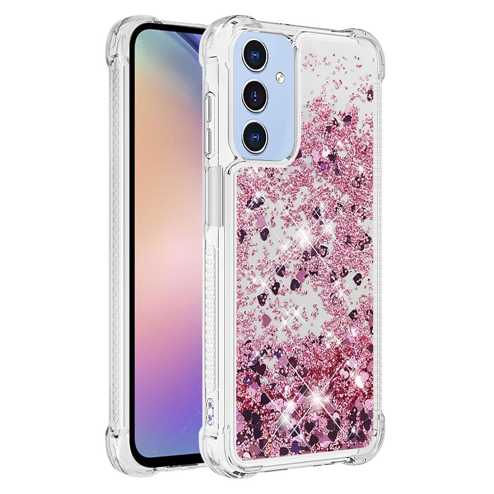 Glitter homokóra zselés tok Samsung Galaxy A26 5G - rózsaarany/szív