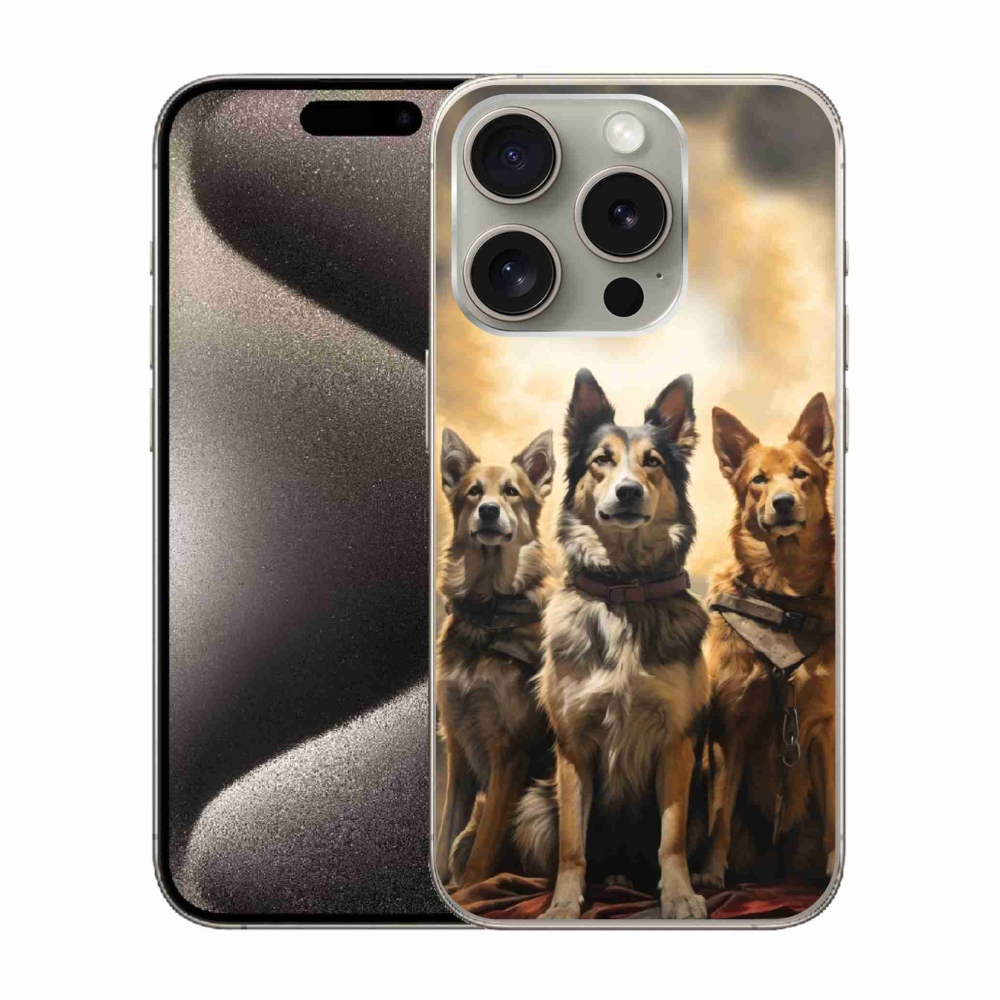 Zselés borítás mmCase iPhone 15 Pro készülékhez - három kutya
