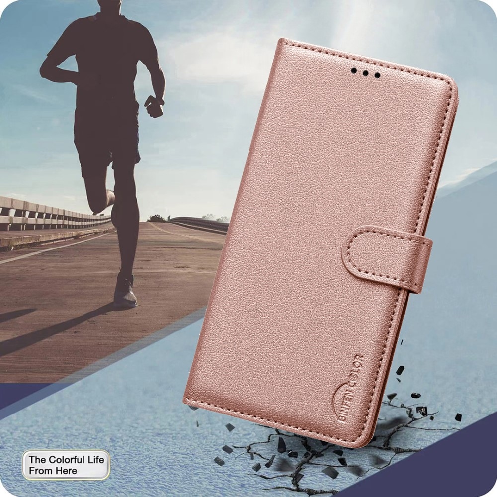 BINFEN könyv tok a Xiaomi 15 Pro-hoz - rózsaarany színben