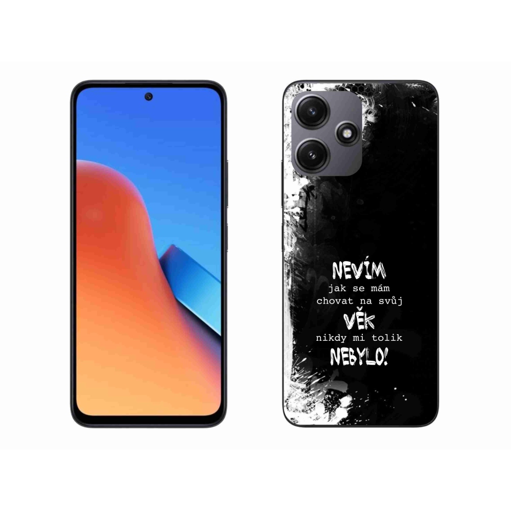 Gél borító mmCase a Xiaomi Redmi 12 5G-hez - vicces szöveg 14 fekete háttérrel