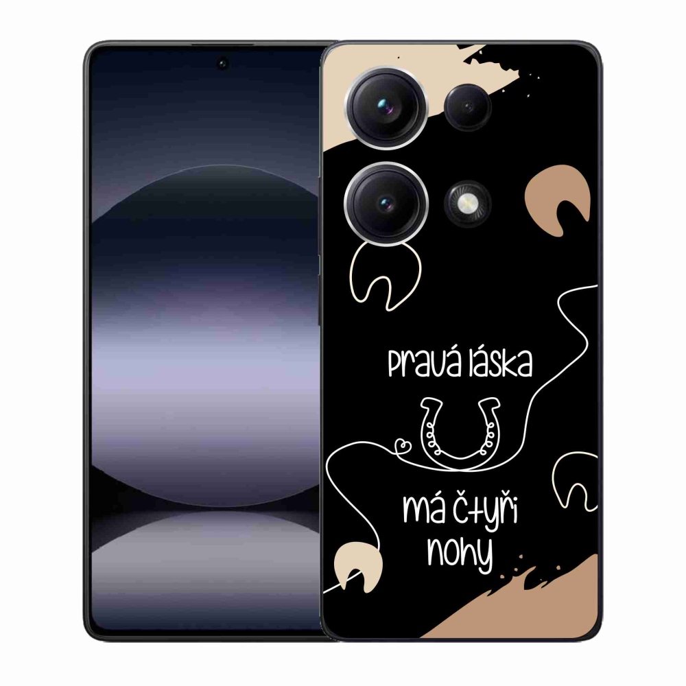 Gél borítás mmCase a Xiaomi Redmi Note 14S-hez - ló motívum fekete háttérrel