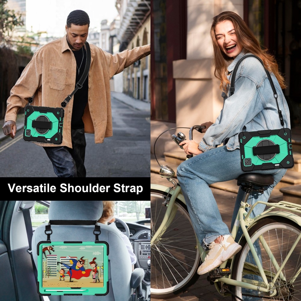 Strapabíró huzat kéztartóval és vállpánttal Xiaomi Pad 7/7 Pro-hoz - fekete/kék-zöld