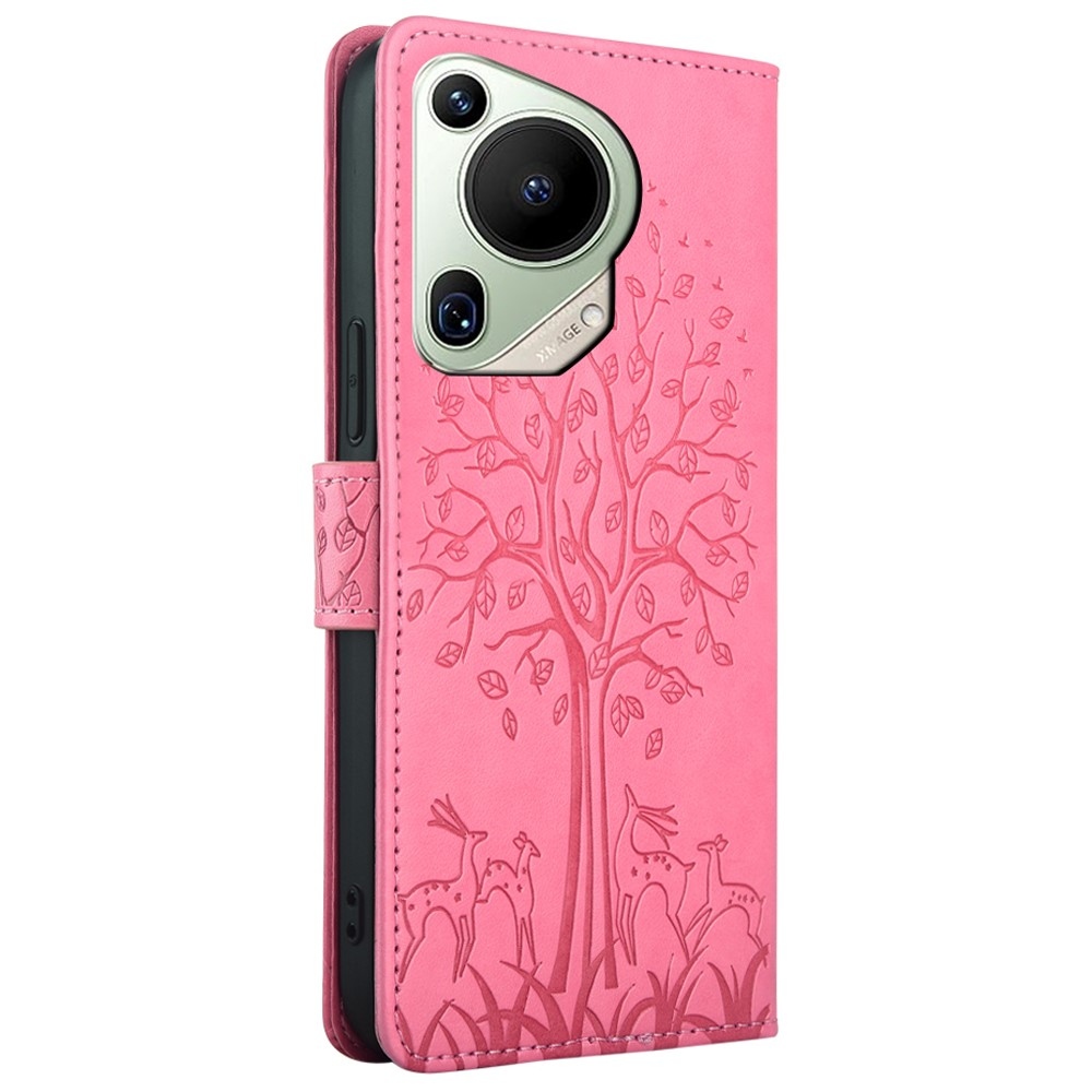 Fa könyvtáska Huawei Pura 70 Ultra készülékhez - rózsaszín