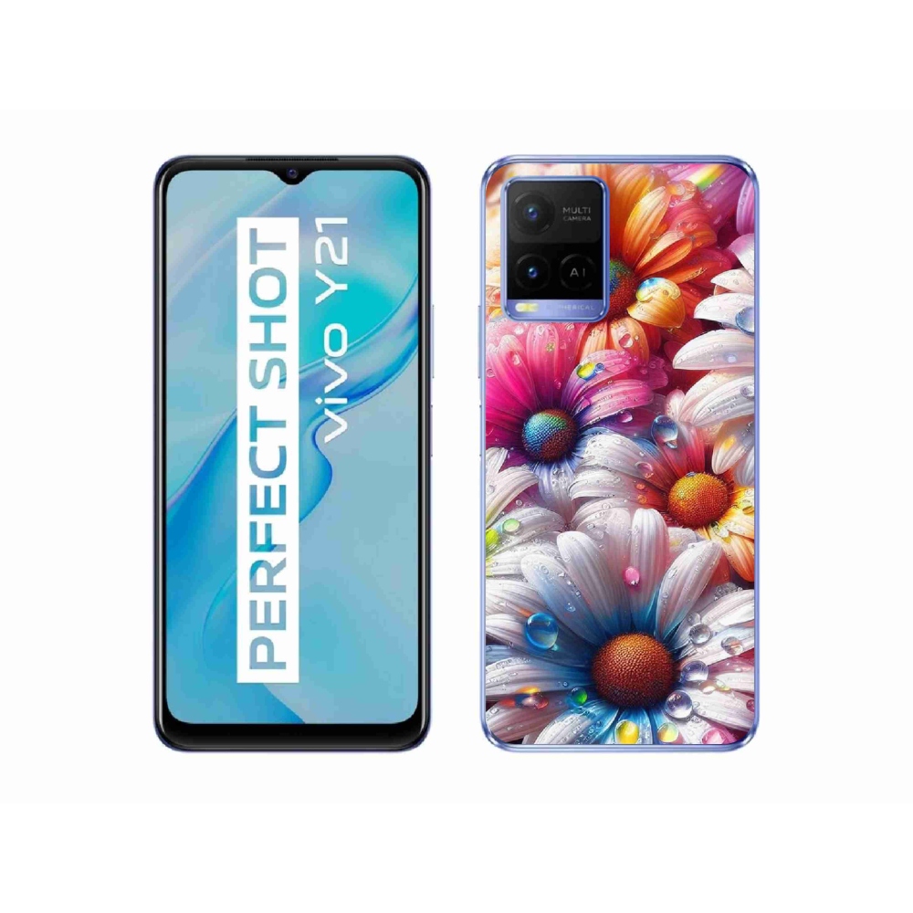 Zselés borító mmCase a Vivo Y21/Y21s/Y33s készülékhez - színes margaréták