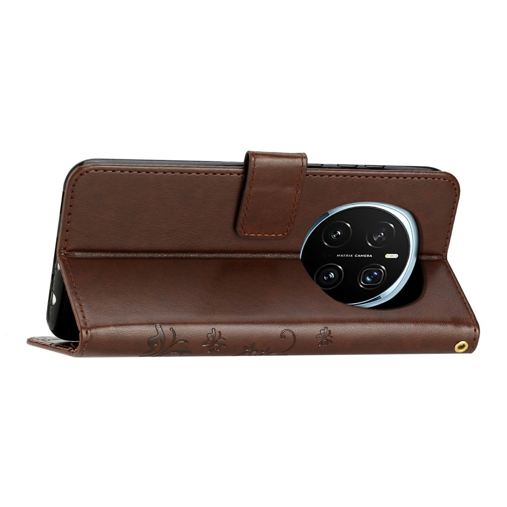 Virágok könyvtáska Honor Magic 7 Pro 5G - barna