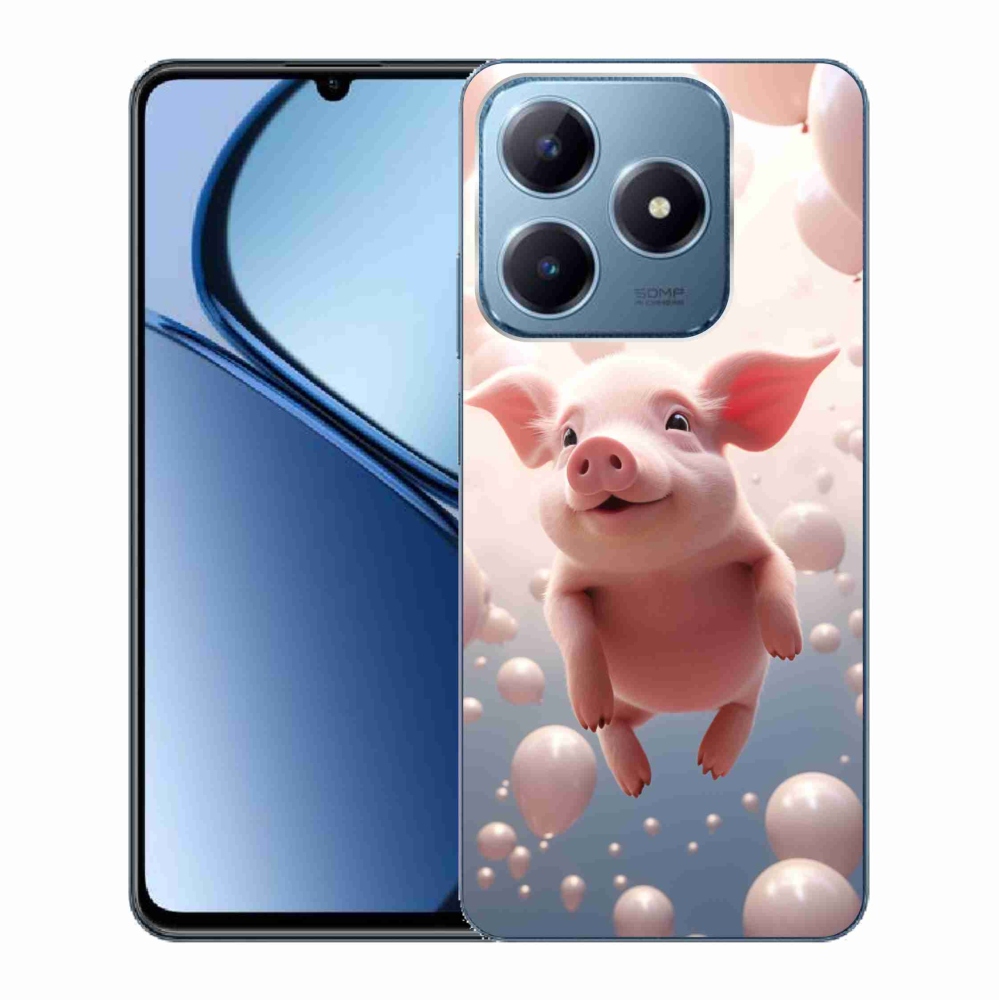 Gél borító mmCase a Realme C63 készülékhez - malac lufikkal