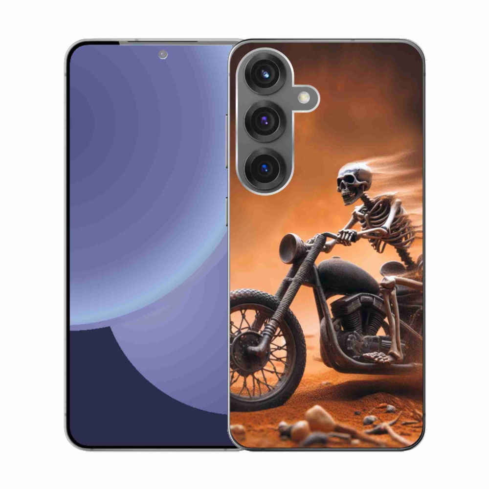 Gél borítás mmCase Samsung Galaxy S25 készülékhez - csontváz egy motorkerékpáron