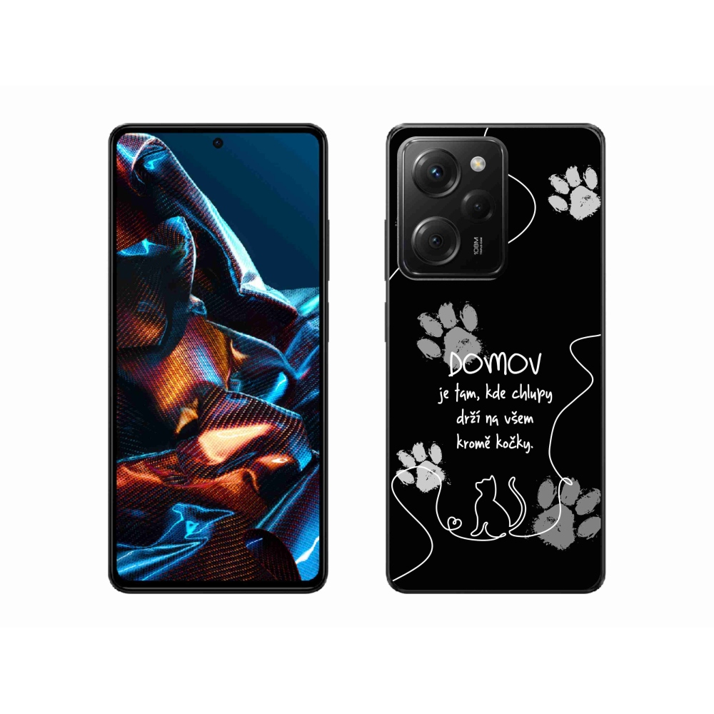 Gél borítás mmCase a Xiaomi Poco X5 Pro 5G számára - macska motívum fekete háttérrel