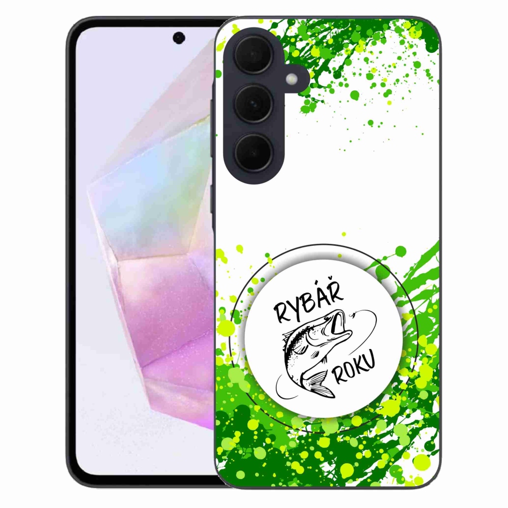 Gél borító mmCase Samsung Galaxy A35 5G - az év horgásza fehér háttérrel