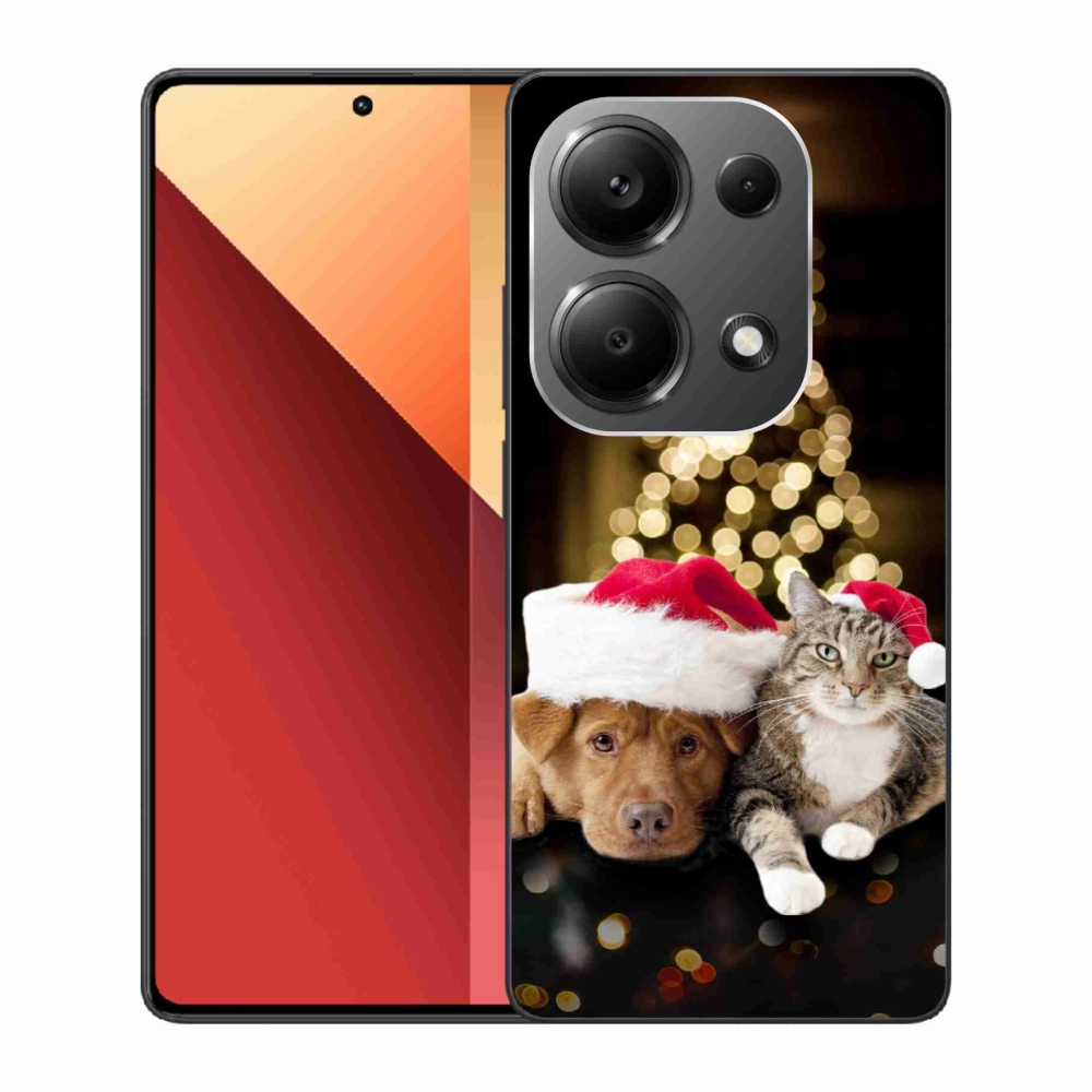 Gél borítás mmCase a Xiaomi Redmi Note 13 Pro 4G/Poco M6 Pro - karácsonyi kutya és macska számára