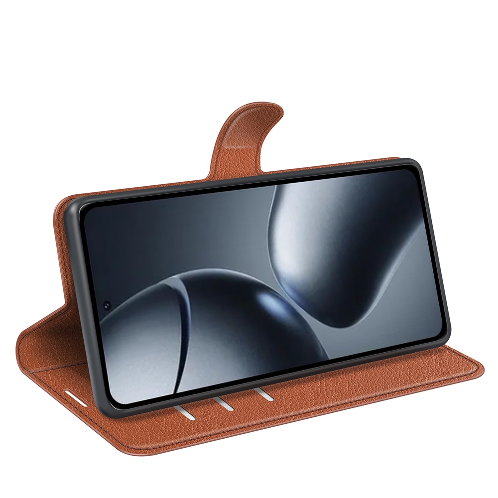 Litchi könyv tok Xiaomi 15T-hez - barna