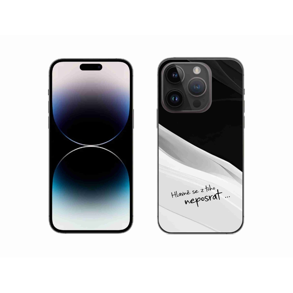 Gél borító mmCase iPhone 14 Pro 6.1 készülékhez - vicces szöveg 13 fehér és fekete háttérrel