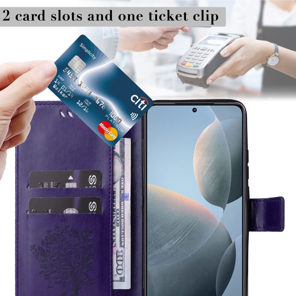 Fák könyv tok Xiaomi 14T-hez - sötétlila