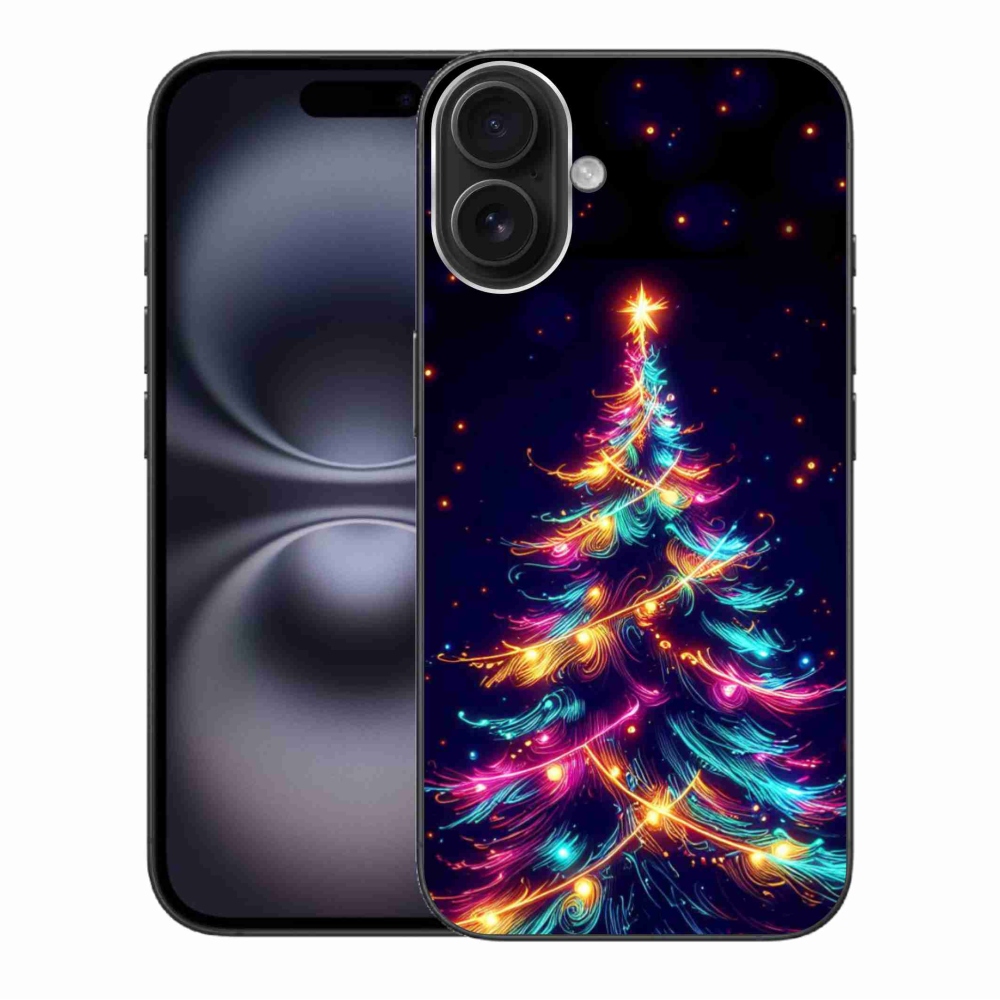 Gél borítás mmCase iPhone 16 Plus készülékhez - neon karácsonyfa
