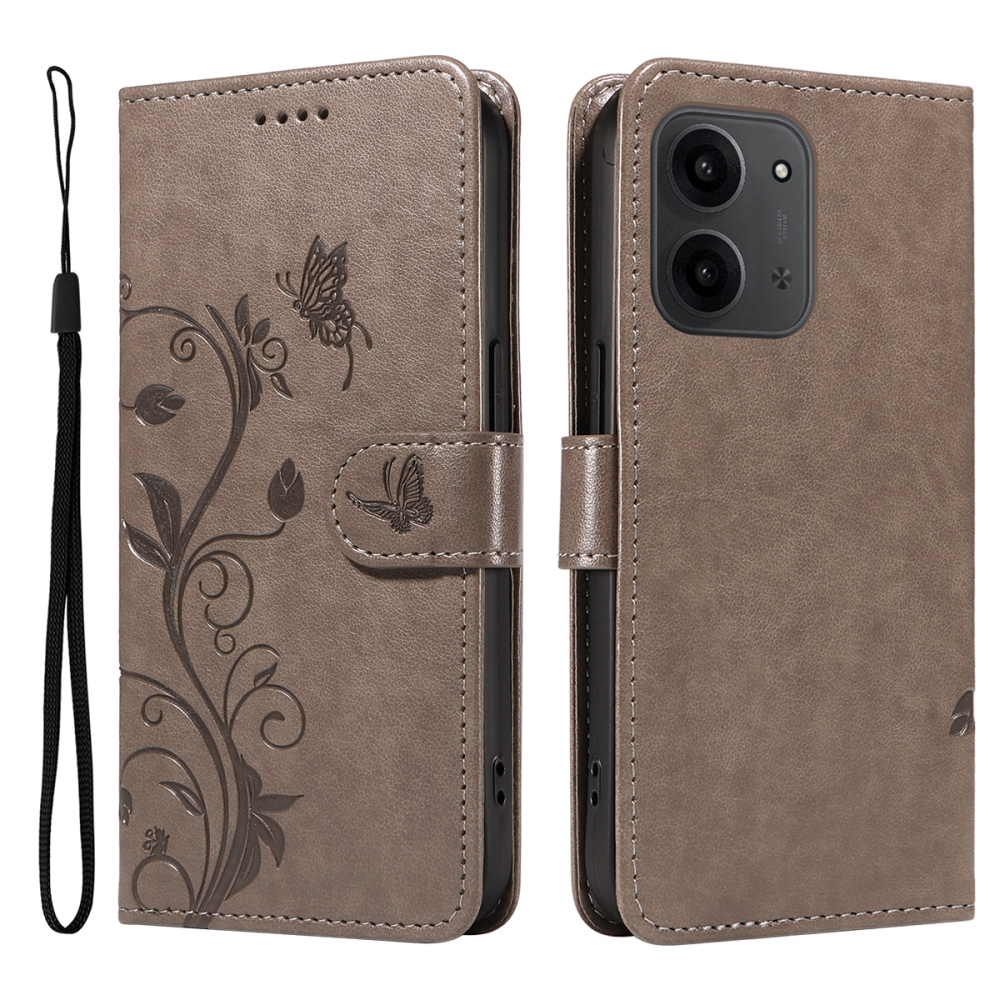 Virágok könyv tok Xiaomi Redmi 15C 4G/5G (173mm) - szürke