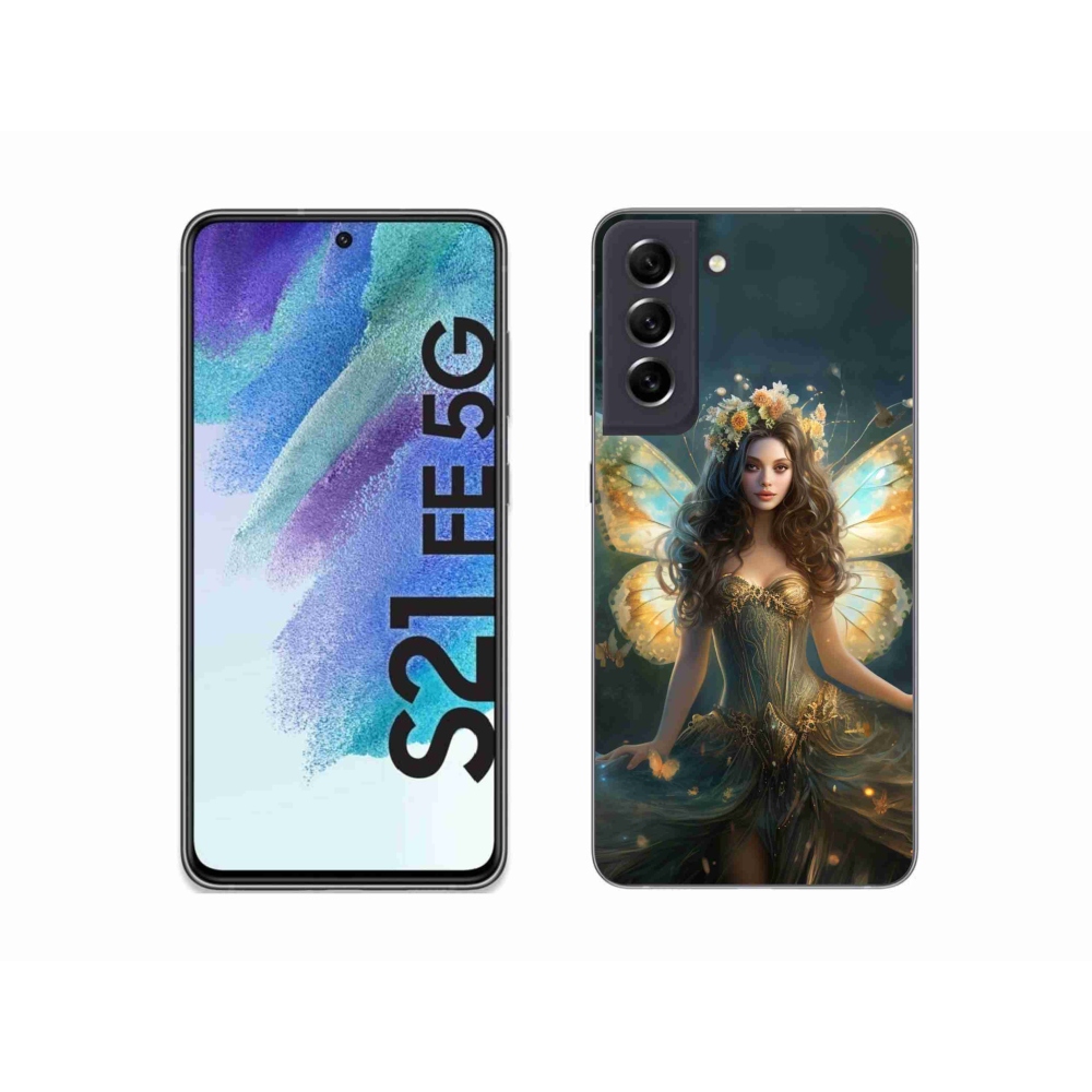 Gél borítás mmCase Samsung Galaxy S21 FE 5G - pillangó nőhöz