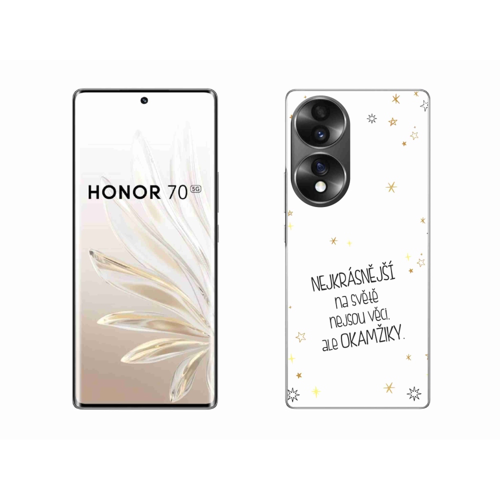 Zselés borító mmCase a Honor 70 készülékhez - idézet 4 fehér háttér
