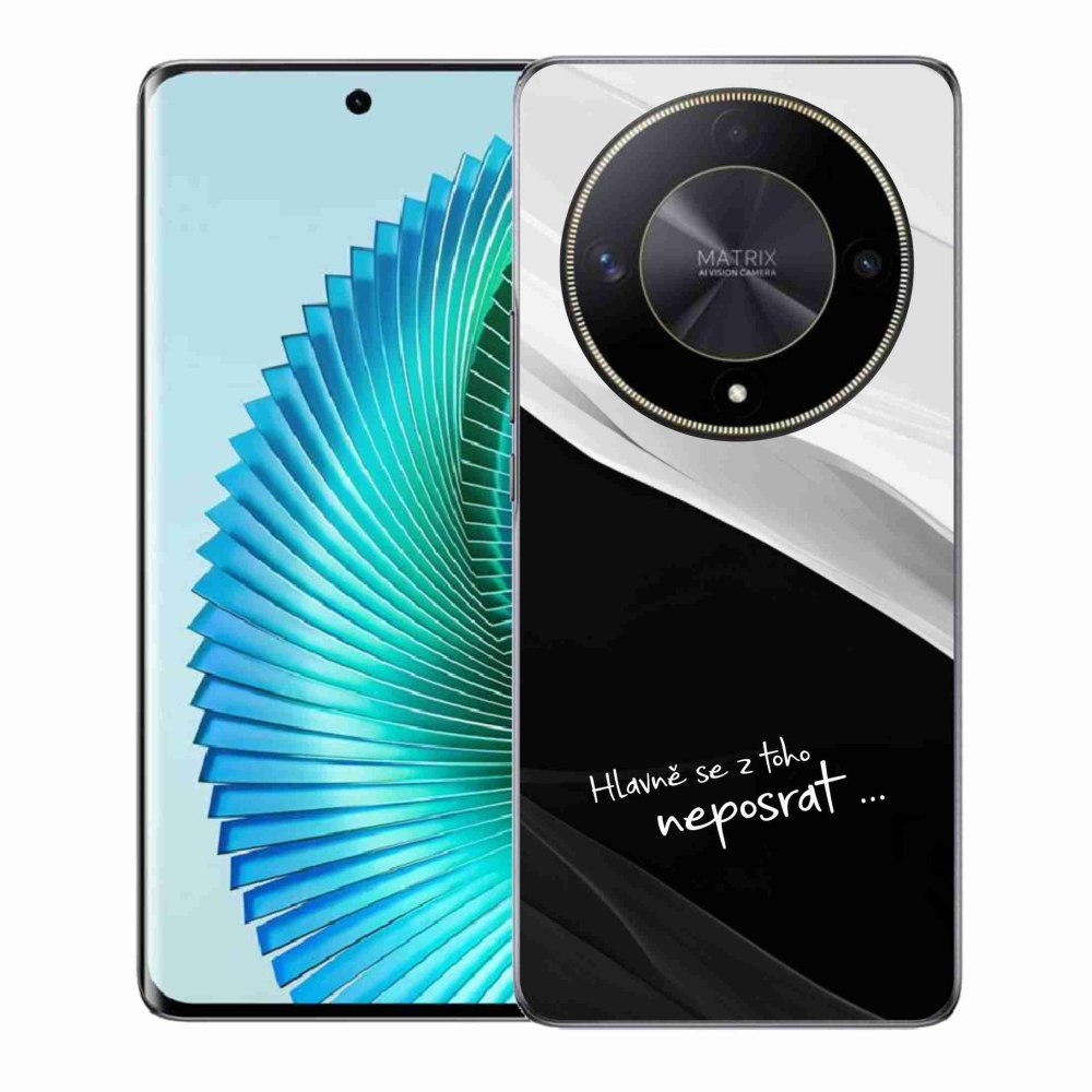 Gél borító mmCase a Honor Magic 6 Lite 5G számára - vicces szöveg 13 fekete és fehér háttérrel