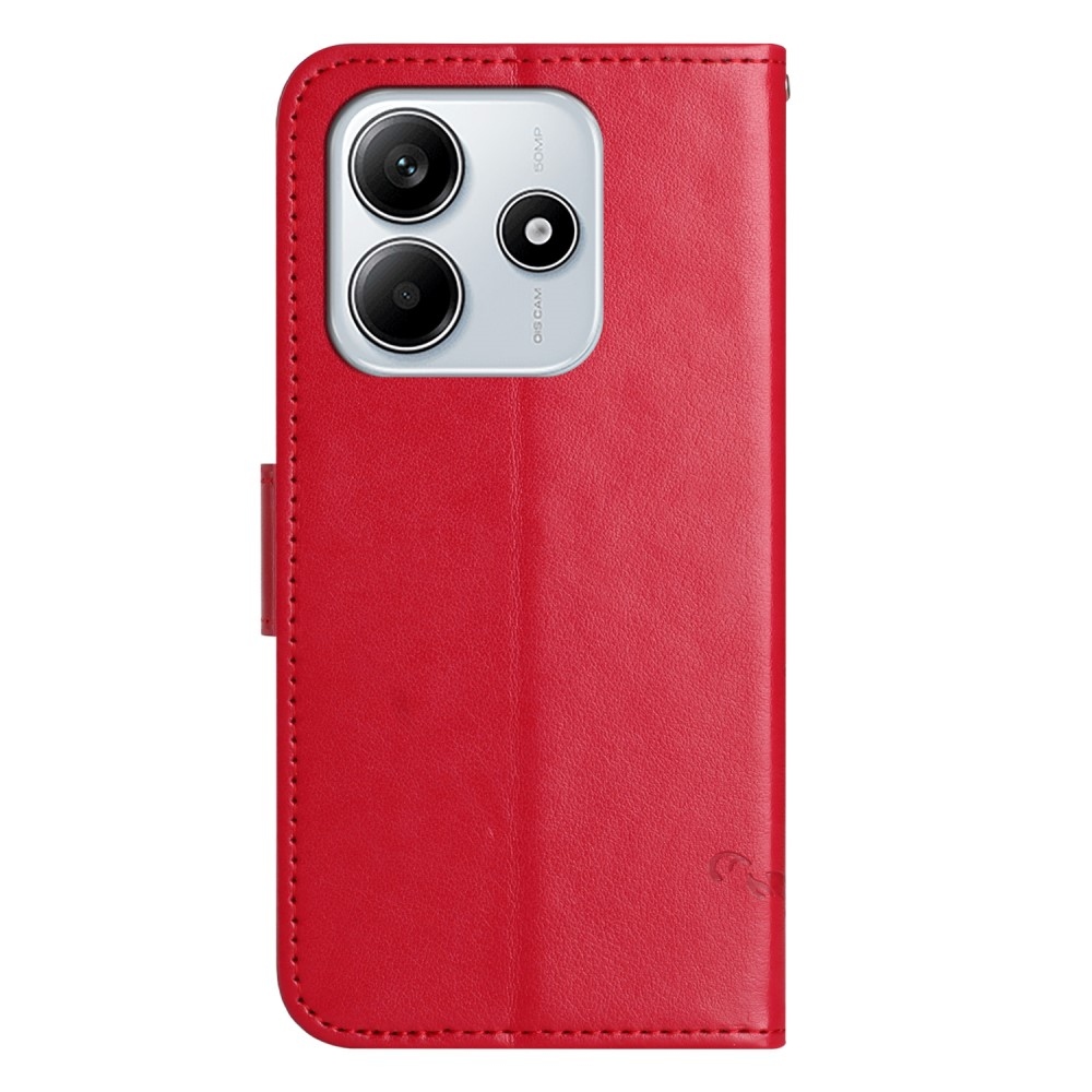 Virágos könyv tok a Xiaomi Redmi Note 14 5G-hez - piros
