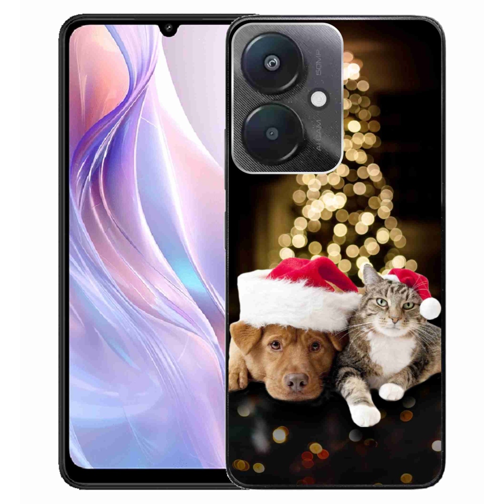 Gél borító mmCase a Xiaomi Redmi 13C 5G-hez - Karácsonyi kutya és macska