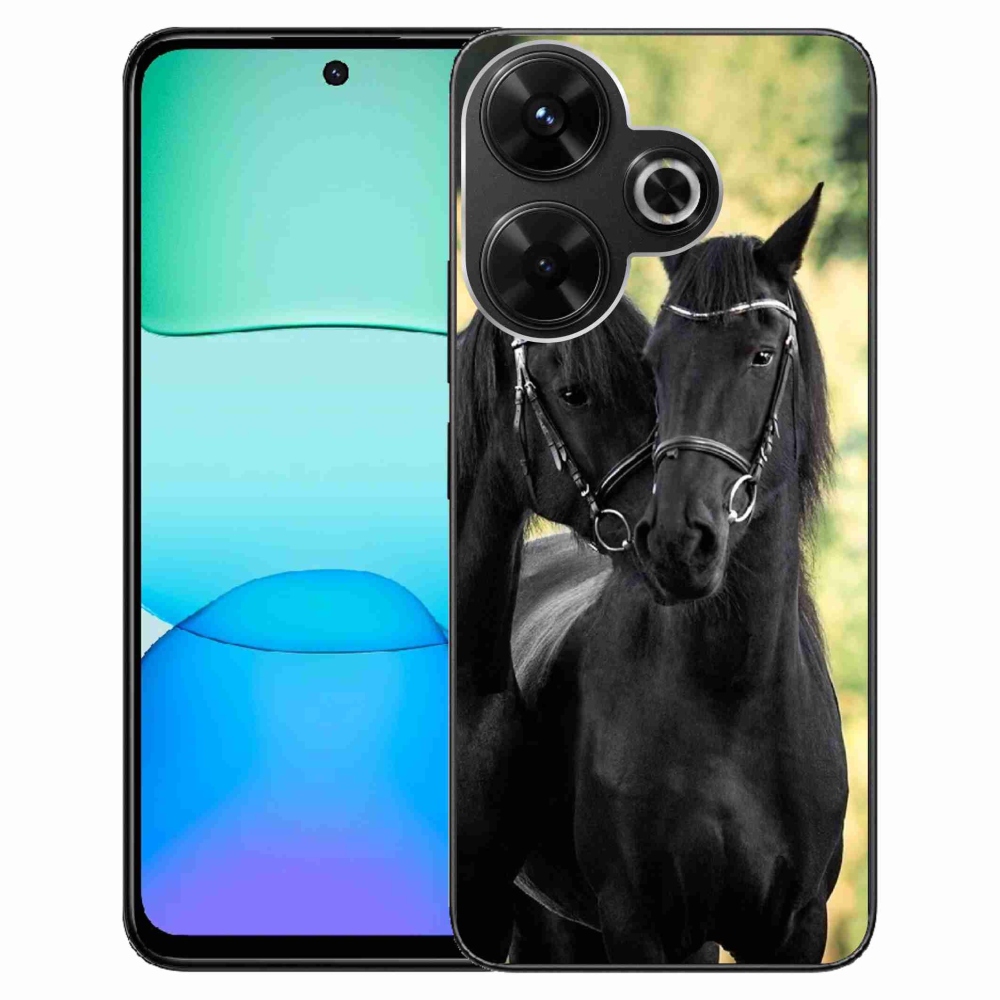 Gél borítás mmCase a Xiaomi Redmi 13 4G/Poco M6 4G - két fekete lóhoz